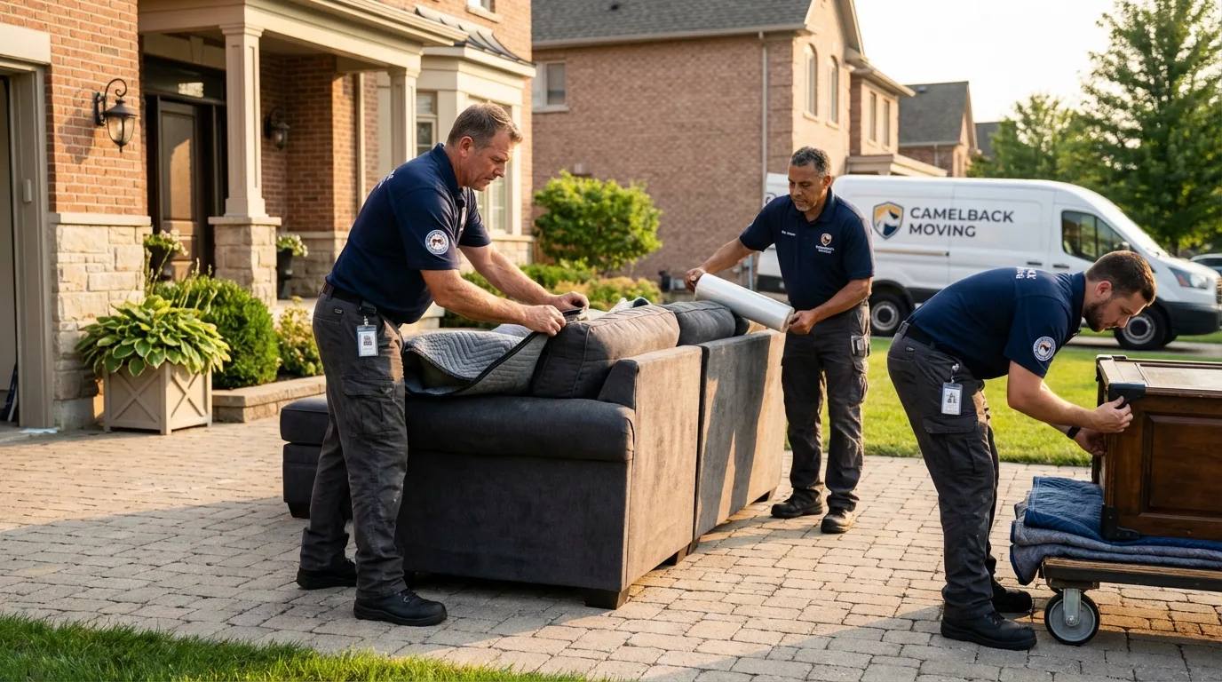 Large estate moving crew wrapping furniture in Hollidaysburg, PA