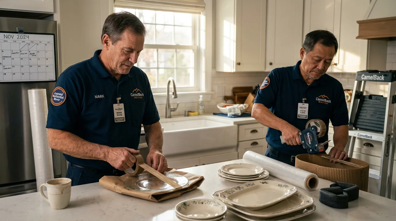 Professional crew packing kitchen dishware in Hollidaysburg, PA